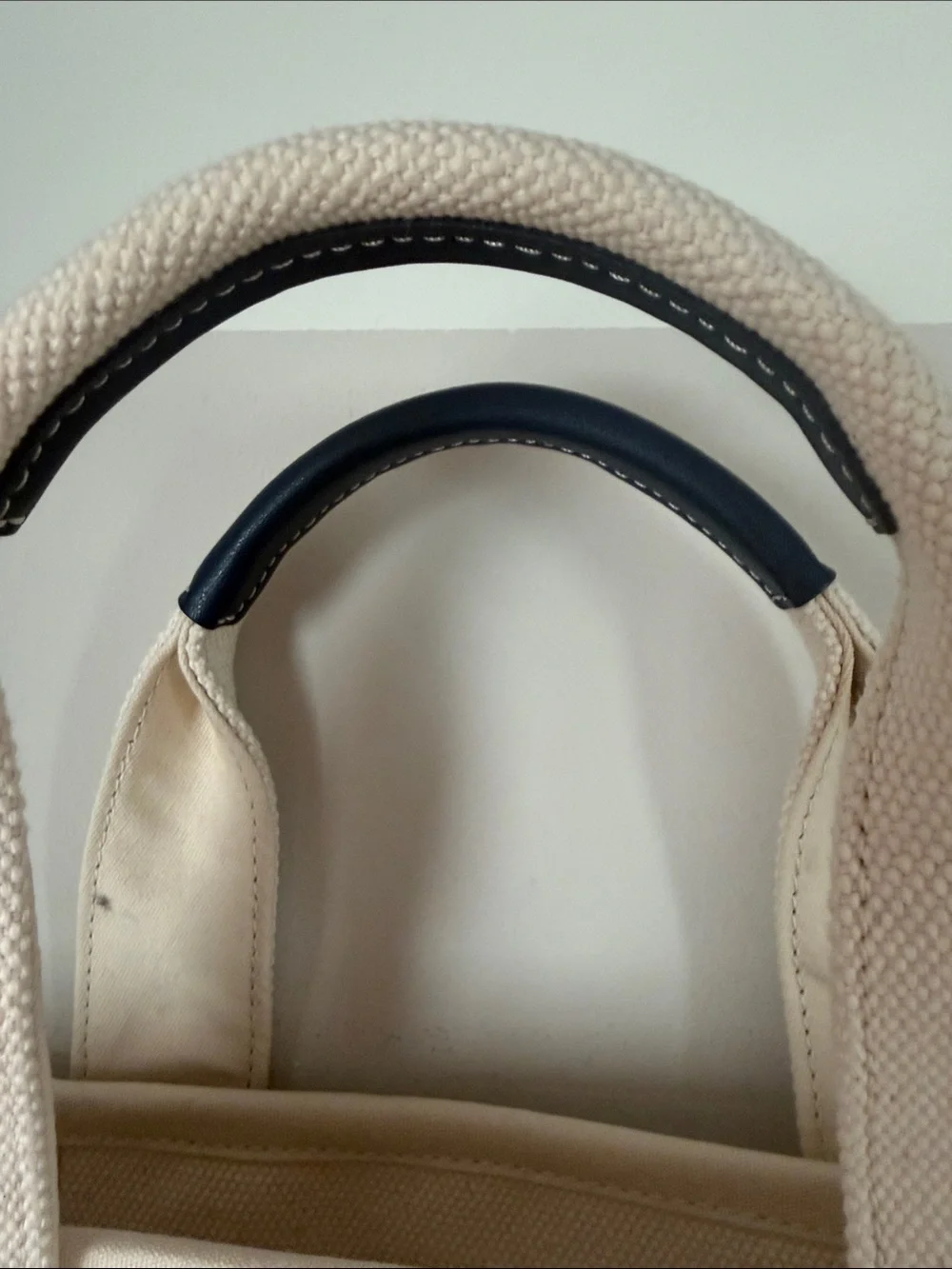 Tory Burch Cream Canvas Tote with Black Logo